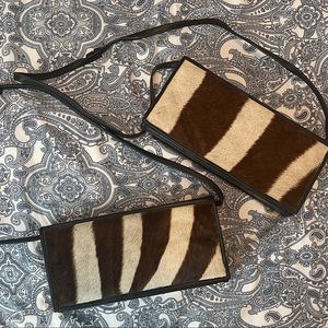 2 Authentic Vintage Zebra Hide Purses / Handbags Zebra